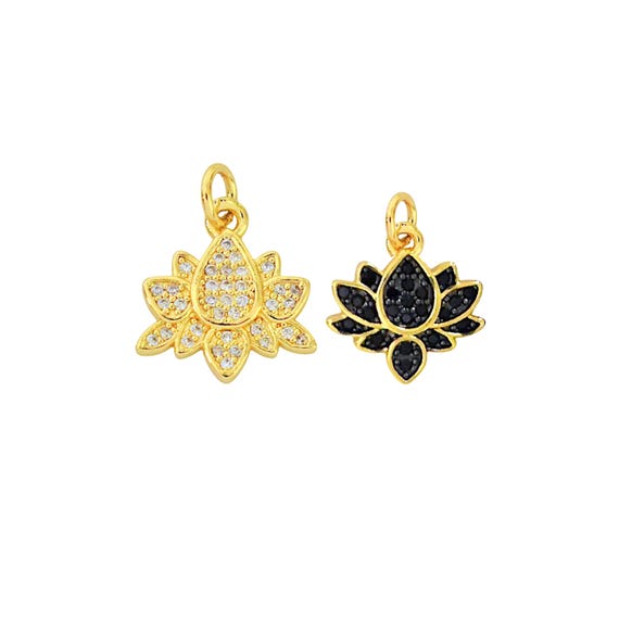 K18Flowerチャーム 8×10 Mm Gold Plated Bowl Flower Charms With Zircon, Colorful