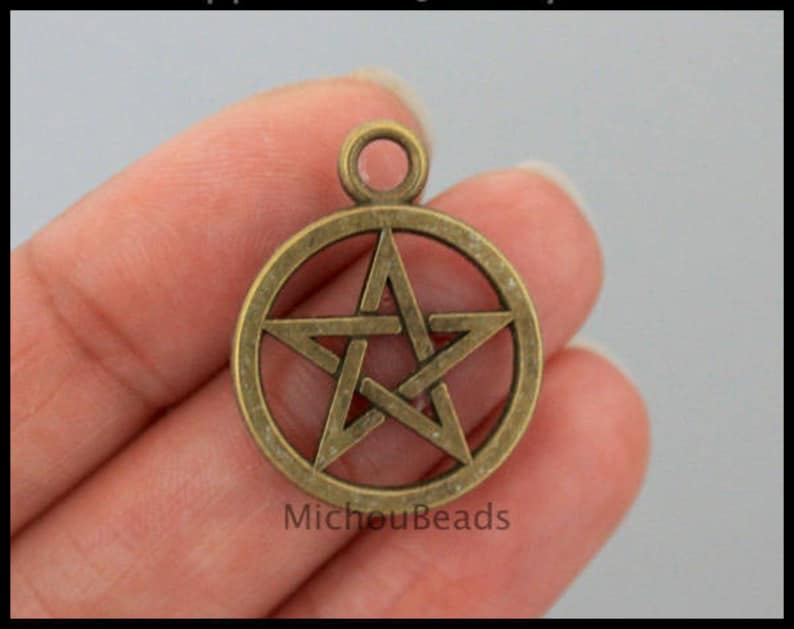 26mm Round Star Circle Metal Pendant Charms 6511 USA DIY Wholesale Craft Beading Instant Ship 1 Bronze PENTAGRAM Charm Pendant