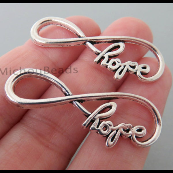 1 Antiqued Silver HOPE Infinity Sideways Charm Connector Link - Charm Wrap Bangle Boho Bracelet - Nickel Free - Instant Ship - 6378