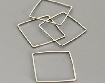 5 PLATINUM 20mm SQUARE Links - 20x20mm Square Brass Flat - 1.2mm thick Focal Connector Findings - 7145
