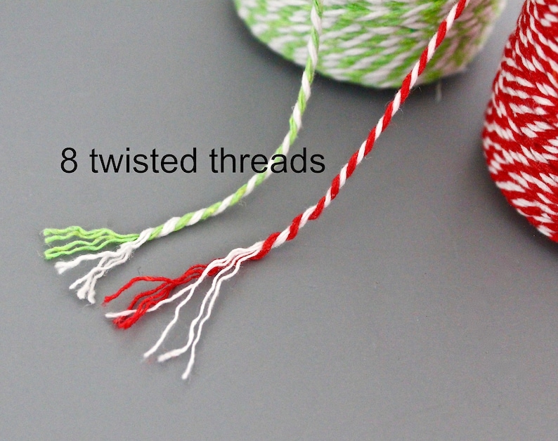 1.5mm COTTON Cord 5 Yards White GRAPE Purple Baker/'s Twine 2 Tone Colors Twist String Cording Jewelry Cord By the Yard Carded or Bundle