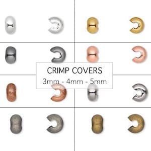 20pc 4x3.5mm Brass Crimp Bead Covers, Silver