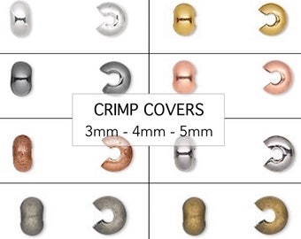 3mm 4mm 5mm CRIMP COVER Beads - Stainless Steel and Silver Gold Copper Gunmetal Plated Brass Spacer Bead Covers for Crimps Knots & Cords