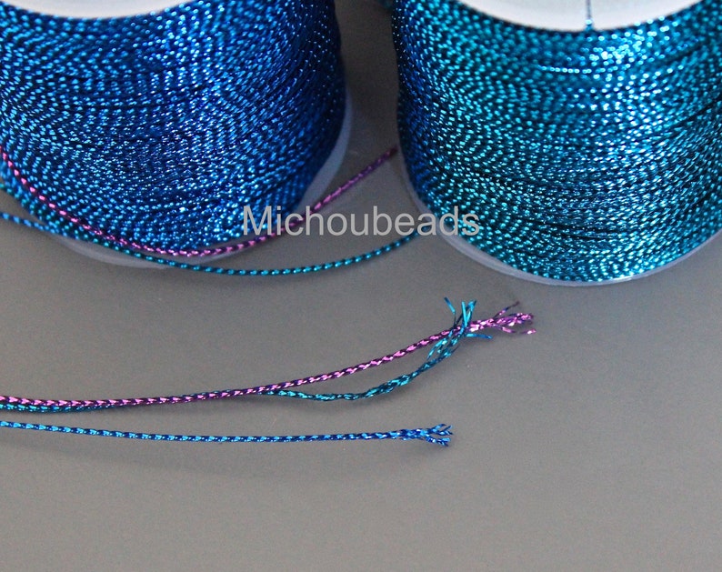 0.5mm Braided METALLIC Cord 15 Yards GREEN Silk Chinese Knot Shamballa Macrame Knotting Diy Beading Dainty String Thread 0.8mm