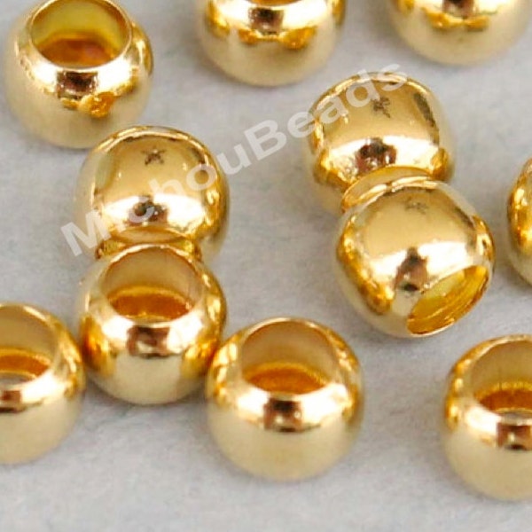 15 GOLD 3mm Micro Metal SEED Beads - 3mm Round Tiny Metal Beads w/ Large 1.5mm Hole - USA Wholesale Beads - Instant Shipping - 5501