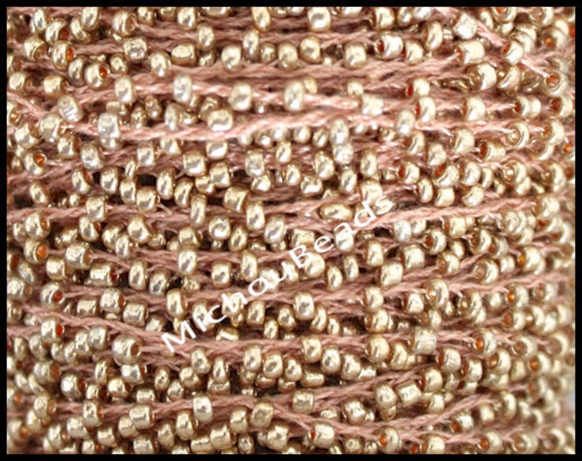 2 YARDS SEED Bead Cord 2mm Round Plated Tiny 11/0 Seed beads Etsy