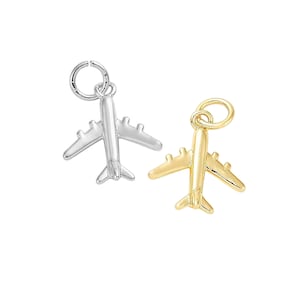 Mini AIRPLANE Charm 18K Gold Filled Platinum Plate 13.5mm Aircraft Air Plane 3D Charm . DIY Bracelets Necklace Jewelry Making Findings