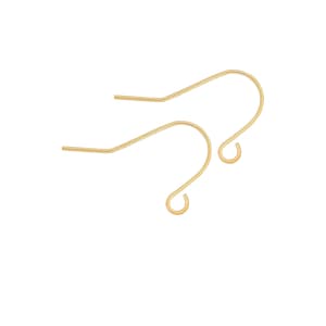 18K Gold Brass French HOOK Ear Wire Earrings with VERTICAL Loop 21mm