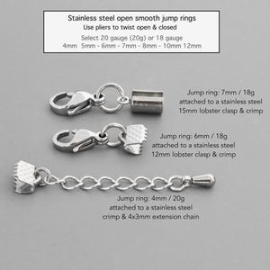 304 Stainless steel open round jump rings in 18 gauge and 20g - Openable Jumprings STAINLESS STEEL 18g & 20 G in 4mm 3.5mm 3mm 5mm 6mm 8mm 10mm 12mm OD outside diameter linking ring connectors links jewelry beading supplies by MichouBeads