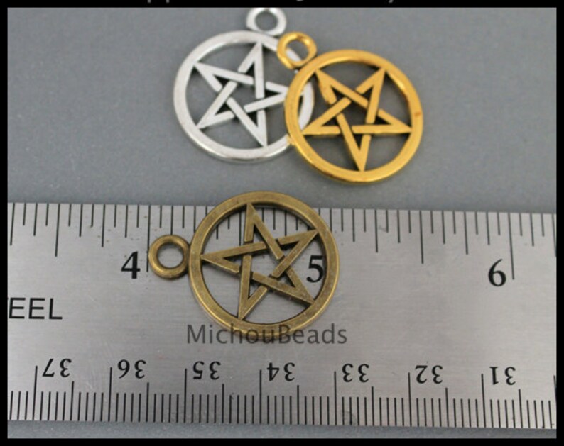 26mm Round Star Circle Metal Pendant Charms 6511 USA DIY Wholesale Craft Beading Instant Ship 1 Bronze PENTAGRAM Charm Pendant