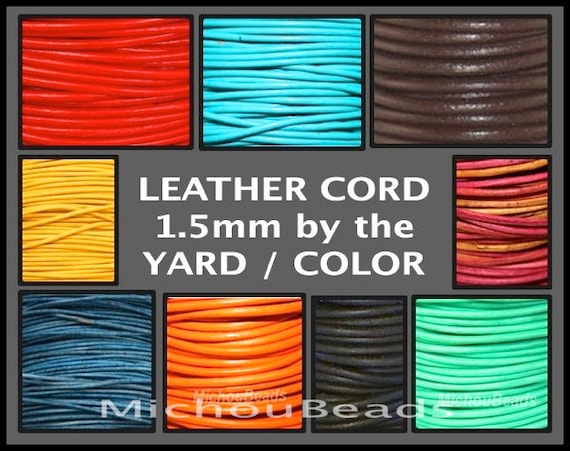 1.5mm Round Indian LEATHER Cord - Lead Free Natural Regular / Distressed Leather