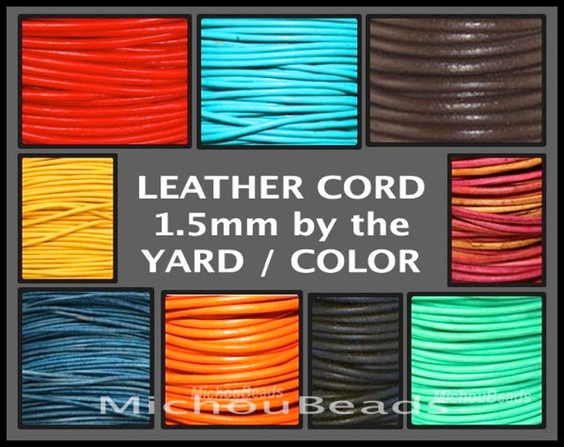 1.5mm Round Indian LEATHER Cord - Lead Free Natural Regular / Distressed Leather image 1