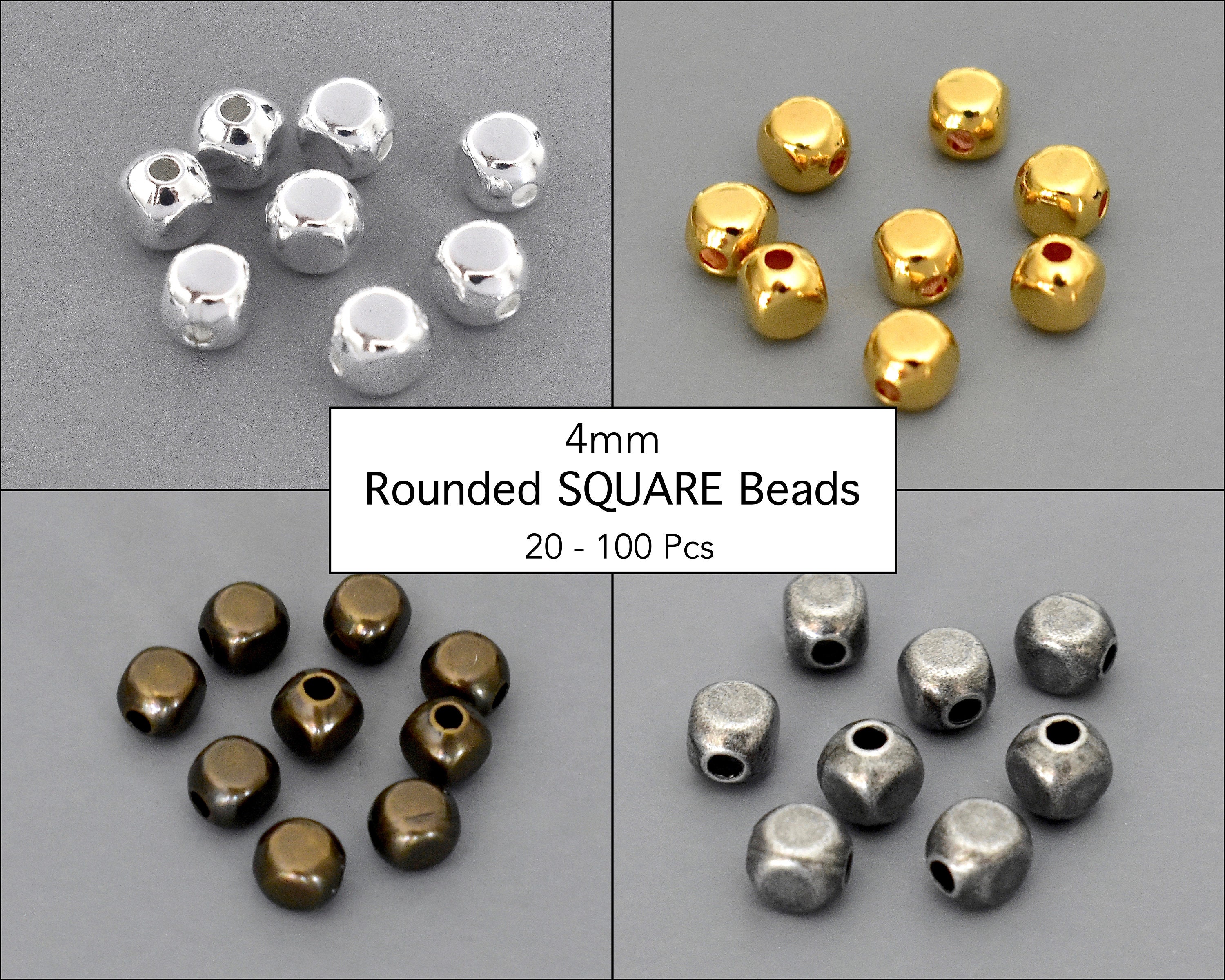 100 PCS Metal Brass Beads Oval Spacer Bead DIY Handmade