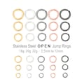 OPEN Jump Rings 304 STAINLESS Steel 18 20 & 22 Gauge - 18K Gold Plated Black Silver Rose Gold Stainless Steel Round Open Jumpring Connectors