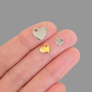 18K gold stainless steel heart charm tag pendant for DIY blank stamping jewelry making beading supplies
