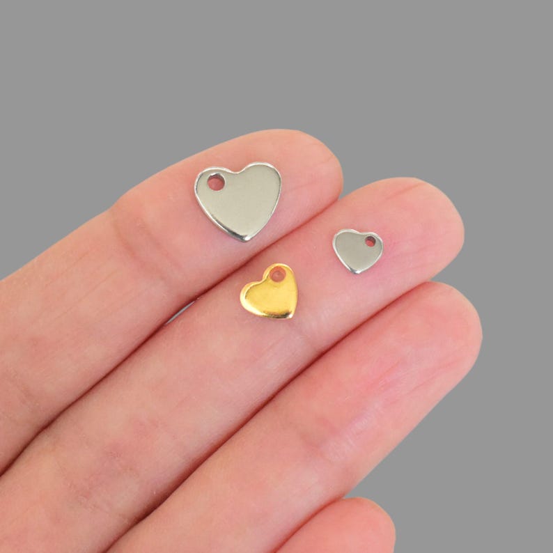 18K gold stainless steel heart charm tag pendant for DIY blank stamping jewelry making beading supplies