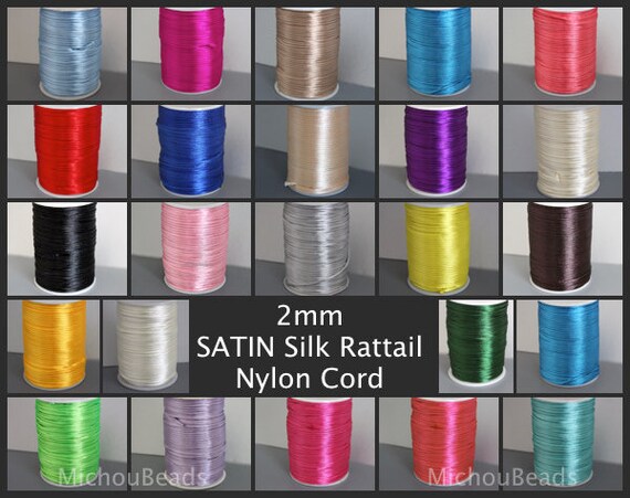 Fuschia 2mm Nylon Satin Cord Smooth Chinese Knot Mouse tail Knotting Shamballa Macrame Rattail Silky Nylon Cord