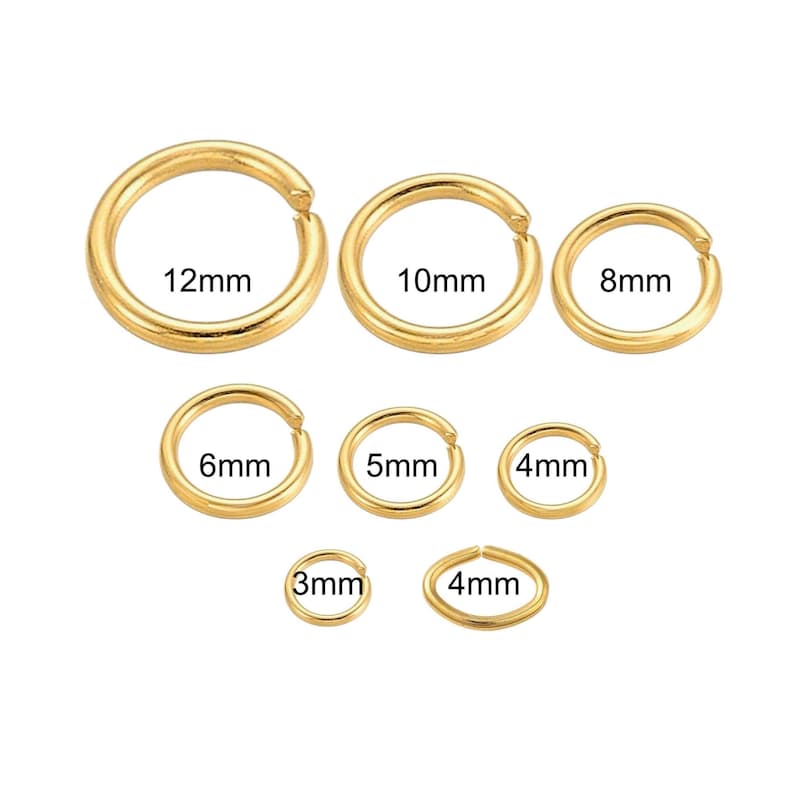 Openable Rings 18K Gold Brass Open JUMP RINGS Openable Jumprings 3mm To12mm 18 to 24 ...