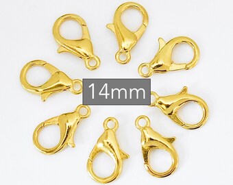 GOLD 14mm Lobster Claw Clasps . 14x8mm Lobster Clasp Parrot Trigger . Gold Plated Zinc Alloy Lead Nickel Safe . Choose Quantity . 5881