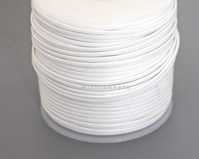 25m SPOOL 2mm Flat COTTON Cord WHITE 2x1mm Wax Cotton Cord | Etsy