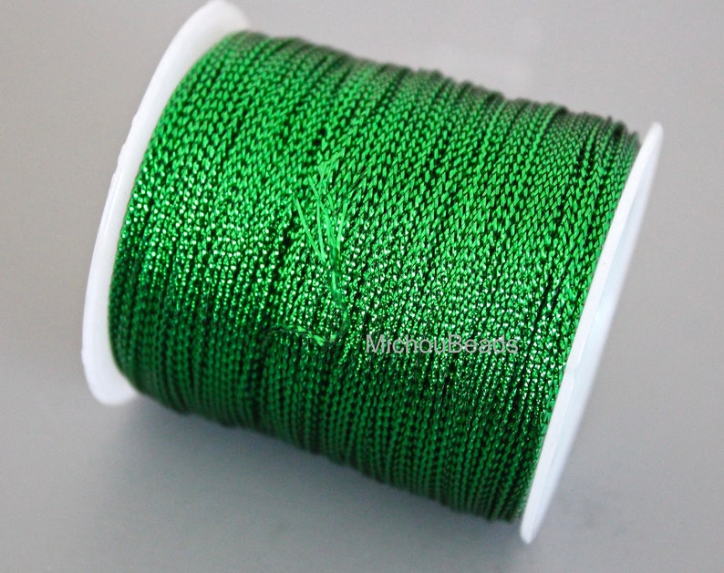 0.5mm Braided METALLIC Cord 15 Yards GREEN Silk Chinese Knot Shamballa Macrame Knotting Diy Beading Dainty String Thread 0.8mm