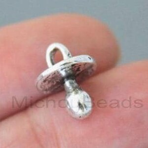 5 Silver Baby PACIFIER Charms - 15mm Silver Baby Pacifier 3D Metal Charm Pendants - Instant Shipping - USa Discount Charm - 6220