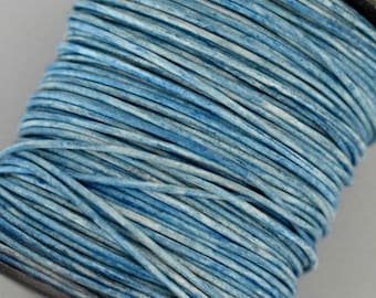 1.7mm Round LEATHER Cord - Matte DENIM Stone BLUE - 5 Yards Real Natural Lead free dye Indian Gypsy Leather Cording for DIy Jewelry Making