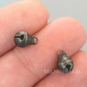 10 Antiqued Bronze Bell Charms – DIY Jewelry Dangles (8x5mm) - 6588