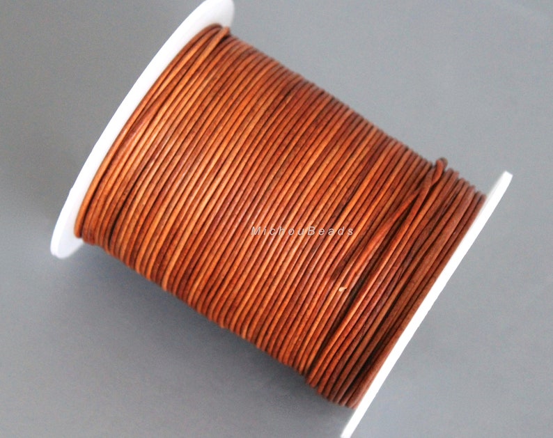 1 Yard 3 Feet RUSTIC BROWN Distressed Genuine Leather 1.3mm Round LEATHER Cord Diy Gypsy Boho Rings Chocker Necklaces Wrap Bracelets