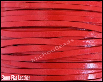 5 YARDS 2.5mm FLAT Leather Cord - 15 Feet RED 2.5x1mm Genuine Natural Genuine Indian Leather - Usa Wholesale Diy Bracelet Jewelry Cording