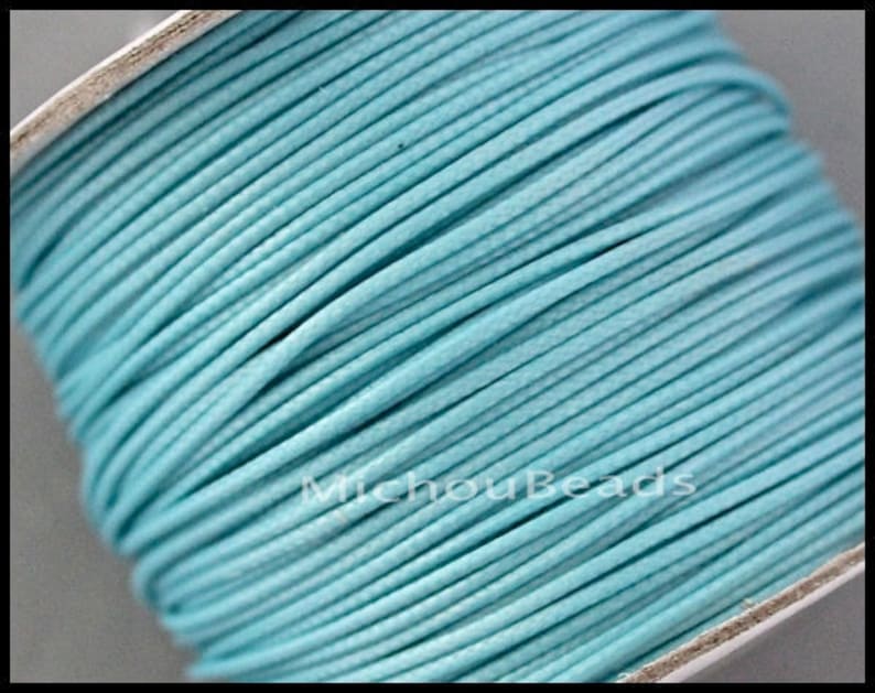 Wholesale Cording AQUA 45 Feet Round Soft Shiny Polyester Wax Cord for Beaded Wrap Stringing Bracelets 15 Yards 1mm KOREAN Waxed Cord