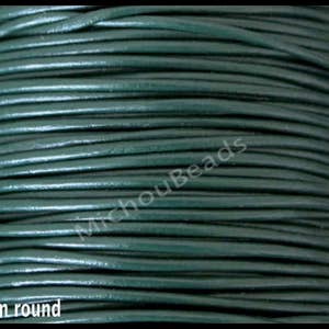 5 Yards 2mm Round LEATHER Cord DARK Green 15 Feet Genuine Natural Lead free dye Indian Boho Leather Cording By the Yard USA Wholesale image 1