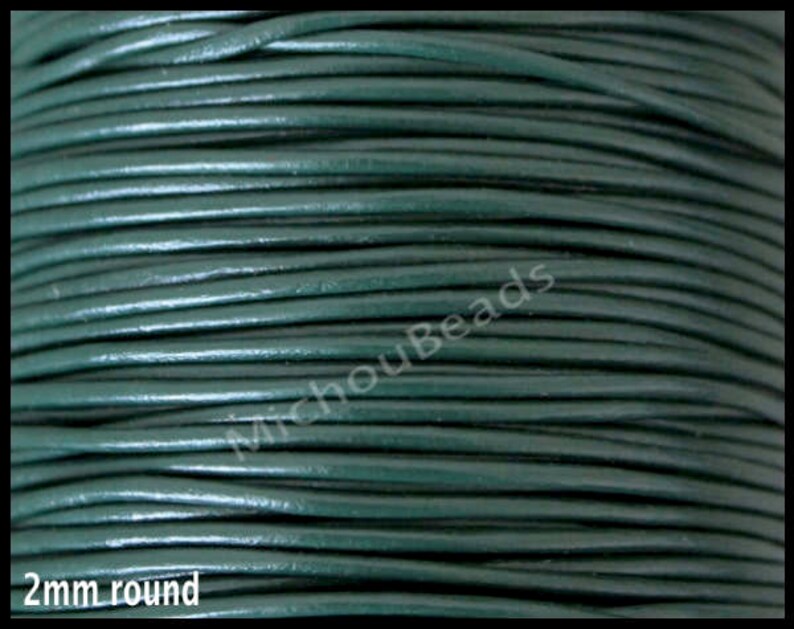 5 Yards 2mm Round LEATHER Cord DARK Green 15 Feet Genuine Natural Lead free dye Indian Boho Leather Cording By the Yard USA Wholesale image 1