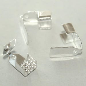 Silver Cord End Crimp – 11x6mm Folding Ribbon Clamp, Jewelry (24 pc) -5088 immagine 1