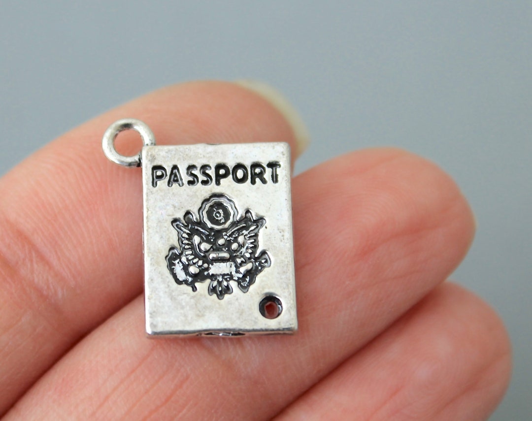 1 PASSPORT Charm Pendant 17mm Silver Passport Vacation Etsy