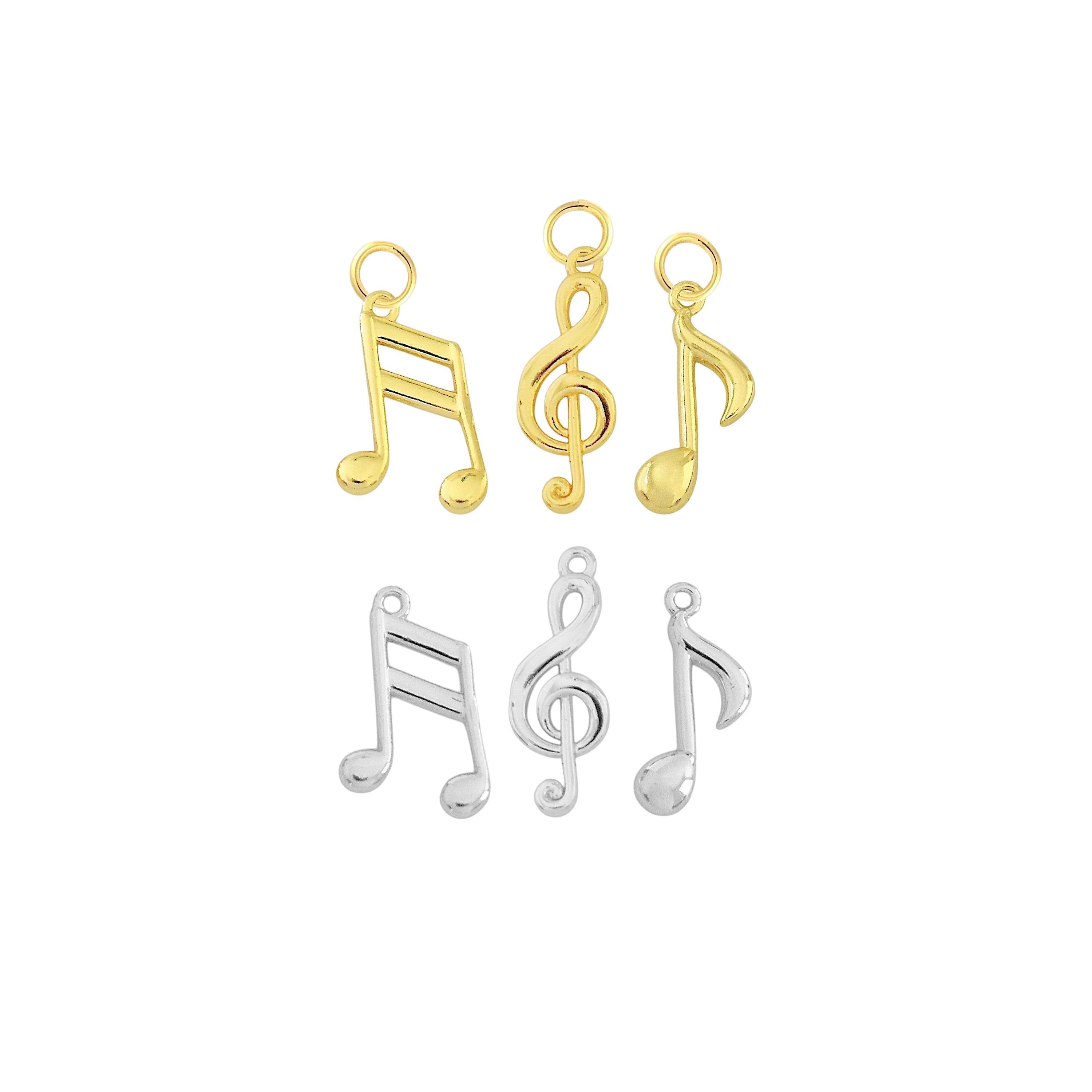 Note Charms Mini MUSIC NOTE Charm 18K Gold Brass Musical Pendant Charms With ...