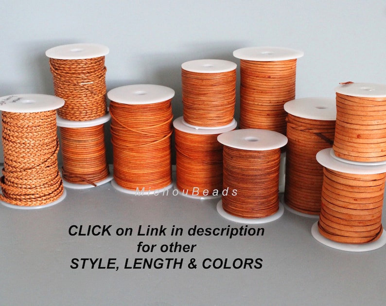 3 Yards 9 Feet Light RUSTIC BROWN Distressed 5mm FLAT Leather Cord 5x1mm Natural Genuine Indian Leather for Diy Wrap Bracelet Jewelry