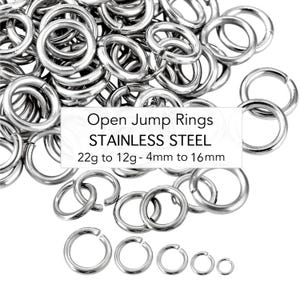 STAINLESS Steel OPEN Jump Rings - 18 Gauge 20 Gauge - 3.5mm 4mm 5mm 6mm 7mm 8mm 10mm 12mm OD Round - Openable Links Linking Ring Connectors