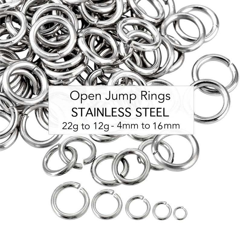 STAINLESS Steel OPEN Jump Rings - 18 Gauge 20 Gauge - 3.5mm 4mm 5mm 6mm 7mm 8mm 10mm 12mm OD Round - Openable Links Linking Ring Connectors