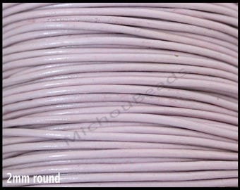5 Yards 2mm Round LEATHER Cord - LIGHT Lilac  15 Feet Genuine Natural Lead free dye Indian Boho Wholesale Leather Cording By Yard USA