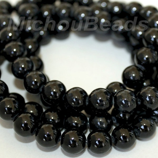 25 BLACK 4mm Natural RIVERSTONE - Round Opaque Natural River Stone Gemstone Wholesale Bead -  Instant Ship from USA  - 5299