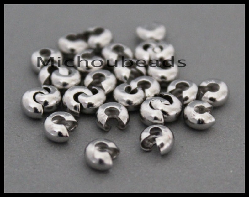 25 PLATINUM 5mm Crimp Cover Brass Spacer Bead Cover Leather Cord knots Instant Ship DIY Craft Beading Usa Wholesale 6747