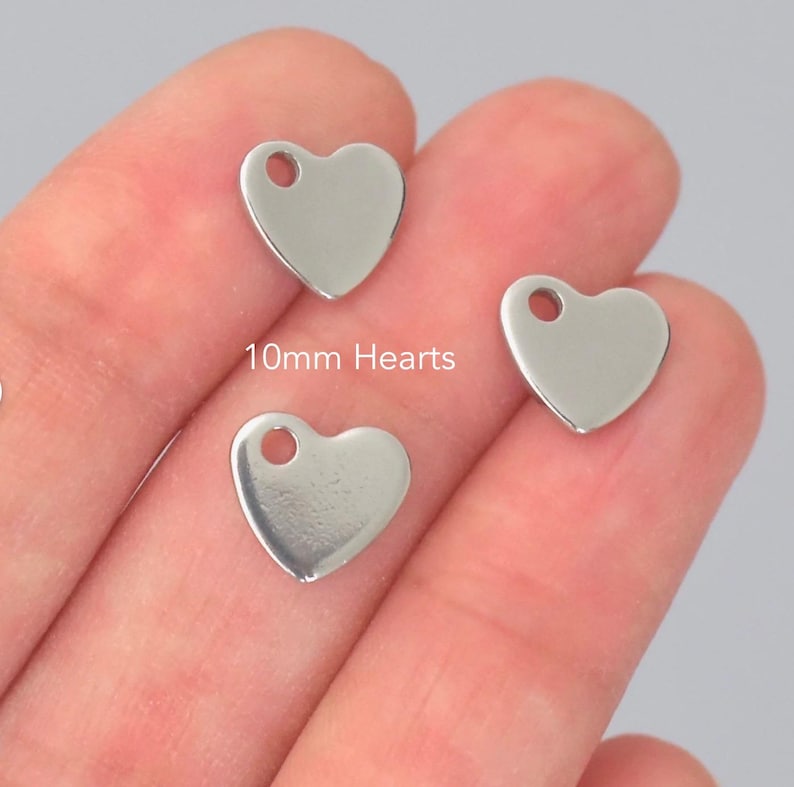 18K gold stainless steel heart charm tag pendant for DIY blank stamping jewelry making beading supplies
