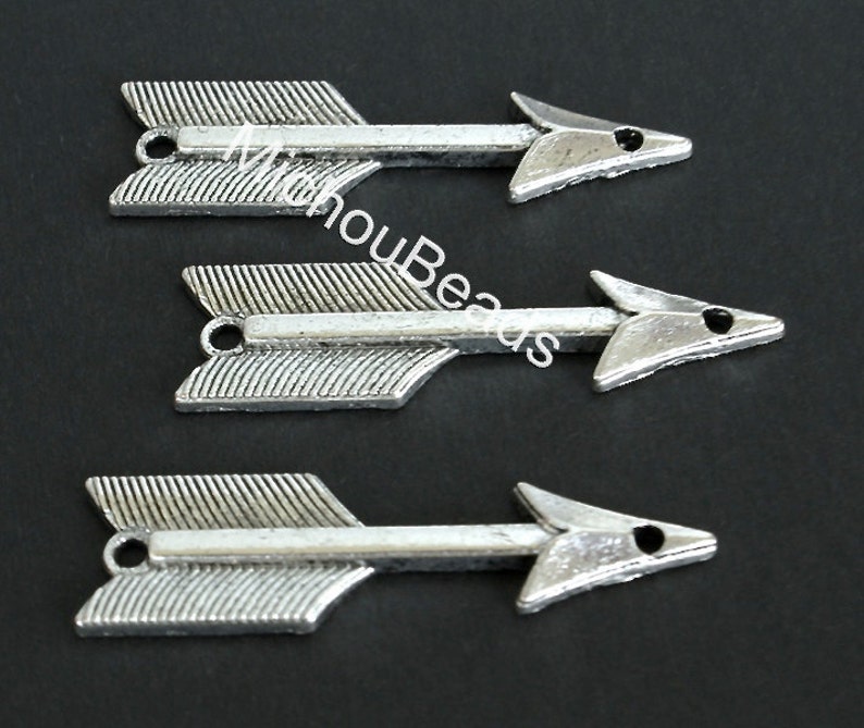 USA 39x11mm Lead Nickel Free Two Holes Arrow 25 Antiqued SILVER Tibetan Style ARROW Connector Link Charm Findings Diy Jewelry 5586