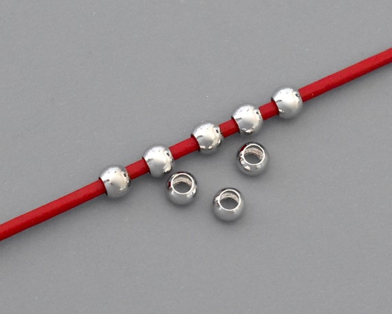 BULK 100 4mm Real RHODIUM Plated Round Spacer Beads Large 2.5mm