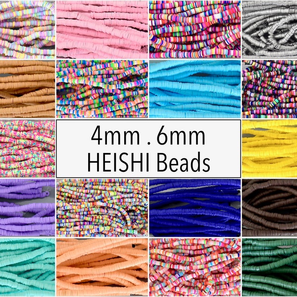 4mm 6mm HEISHI Beads . Heishi Disc Beads RAINBOW SILVER African Vinyl Polymer Clay Heishi Beads . For Colorful Name Stretch Bracelets