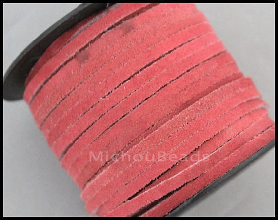 High Quality Suede Cord 3x1,5mm, Red, High Quality Suede Lace, Vegan Cord -  Sold in 2 yards/ 1,85m approx. Lengths