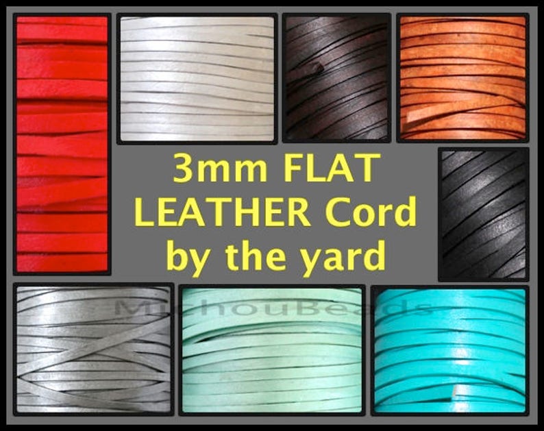 3mm FLAT Leather Cord by the Yard Genuine NATURAL Indian - Etsy