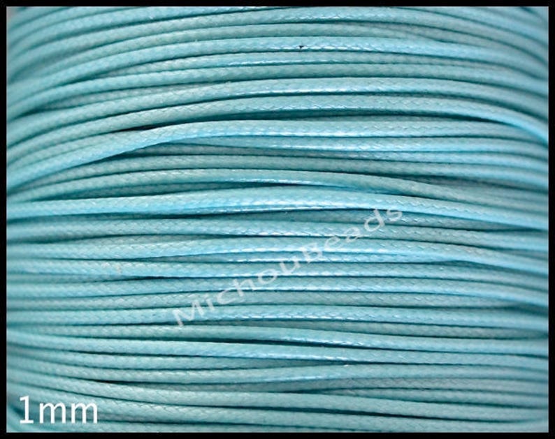 Wholesale Cording AQUA 45 Feet Round Soft Shiny Polyester Wax Cord for Beaded Wrap Stringing Bracelets 15 Yards 1mm KOREAN Waxed Cord