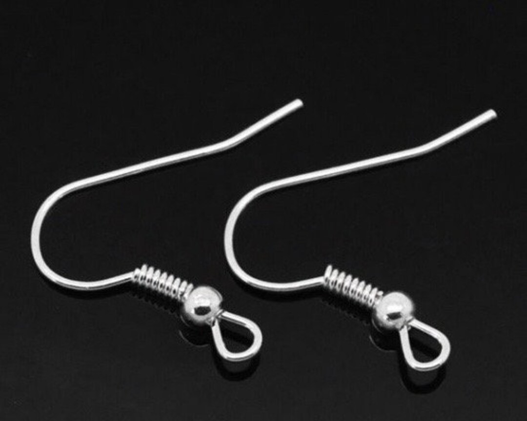 Bulk 100 Bright SILVER Fish Hook EARRING Wires . 19mm French Etsy